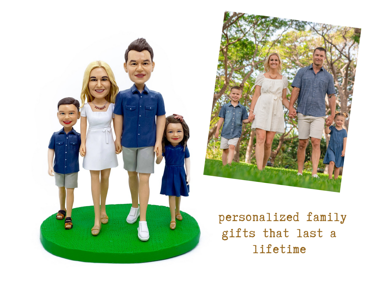 Figura Bobblehead personalizada para padres e hijos de familia