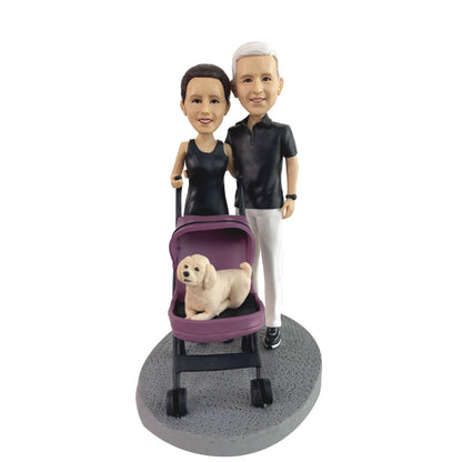 Figura Bobblehead completamente personalizada: 2 personas y 1 mascota 