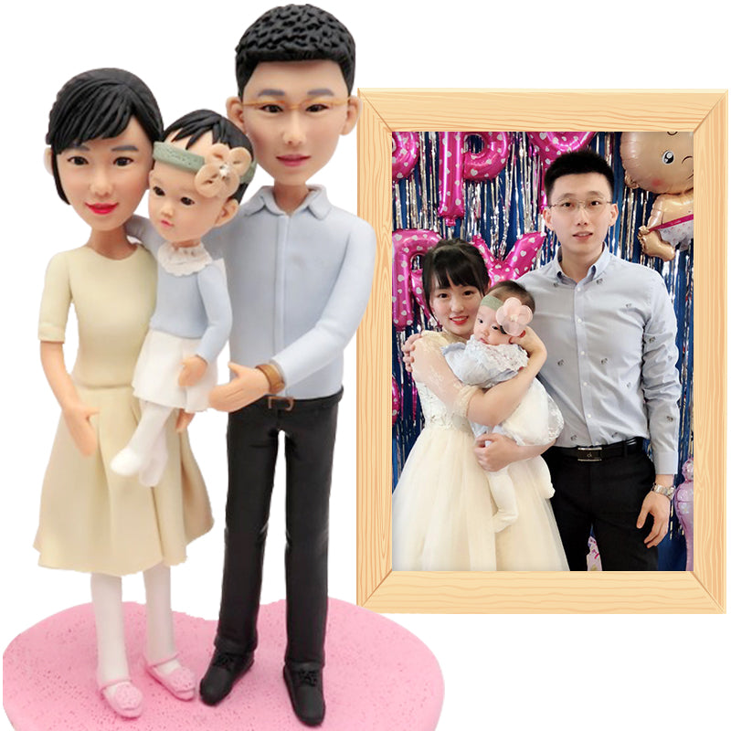 Figura Bobblehead completamente personalizada: 2 personas y 1 mascota 