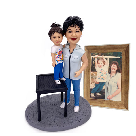 Custom Bobbleheads Figures personalized Mother And Child Unique Memorial Gifts