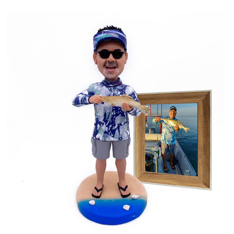 Custom Fishing Bobblehead Figurine Gift For Father